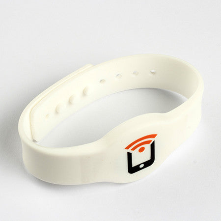 NFC Silicone Adjustable Wristband with Tagstand Logo - White