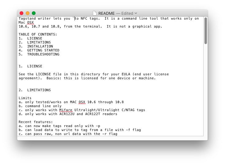 NFC Tag Reader/Writer Software (Mac OSX Beta)