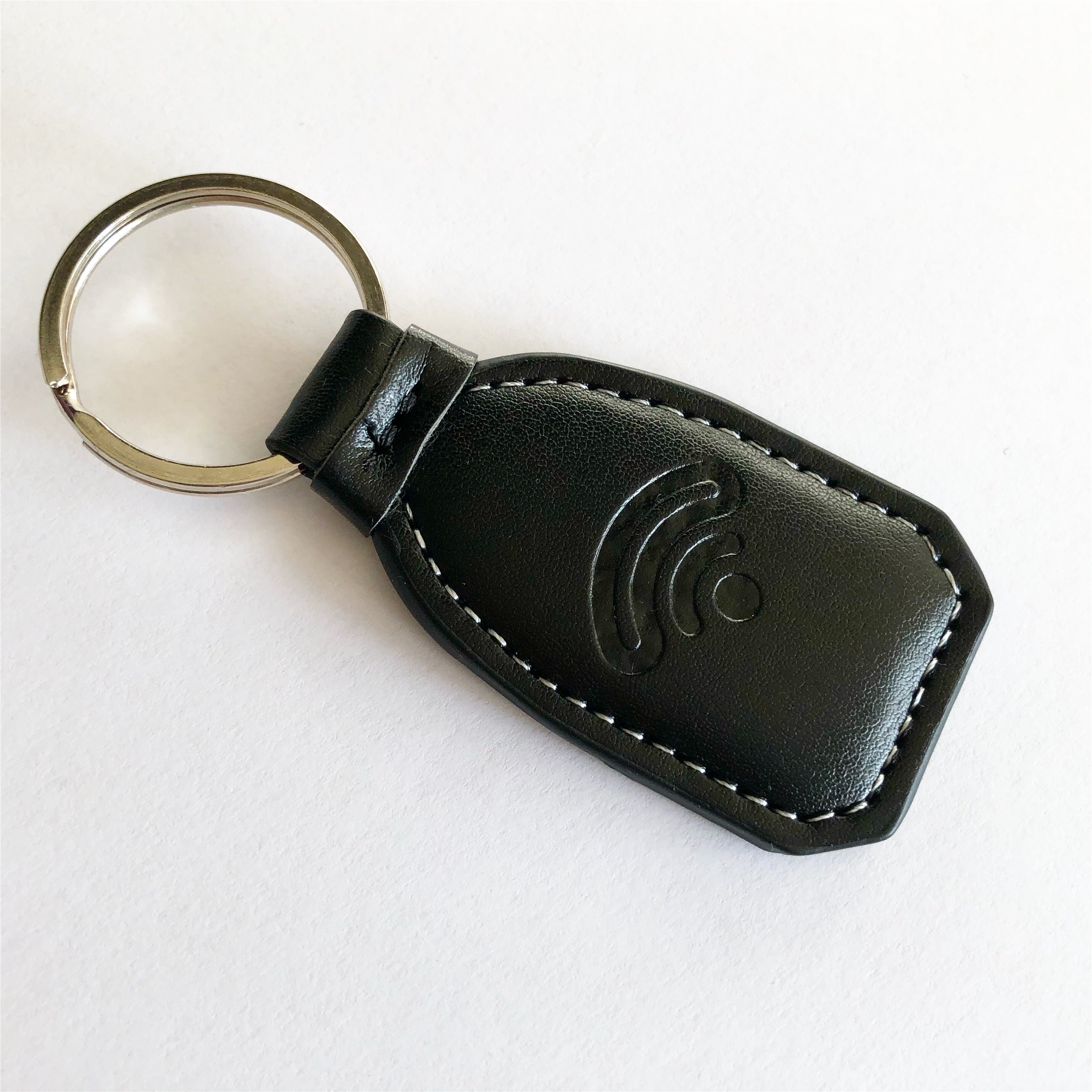 NTAG216 Faux Leather Keychain - Black w/Tagstand logo