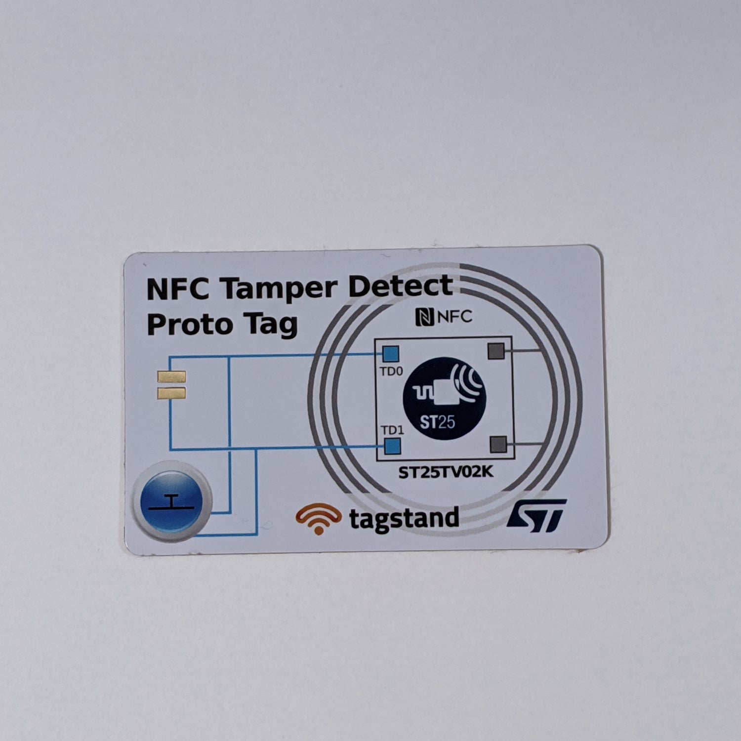 ST25TV02K Tamper-detect Prototype Tag with manual switch and external contacts
