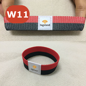 NFC Elastic Wristband.
One-size-fits-all stretchy wristband with NFC beneath the customizable center patch.